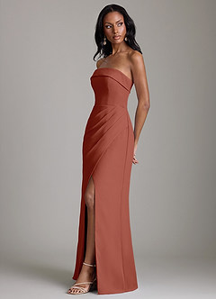 Azazie Aretha Brudepigekjoler En streg Stropløs Chiffon Gulv-længde Kjole image6