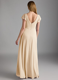 Azazie Omari Final Sale Champagne A-Line Mesh Dress image4