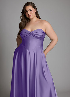 Azazie Meleena Bridesmaid Dresses Tahiti A-Line Strapless Stretch Satin Dress image12