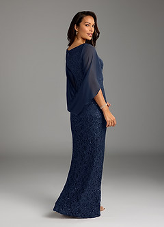 Azazie Lulu Mother of the Bride Dresses Dark Navy Mermaid V-Neck Sequins Chiffon Dress image5