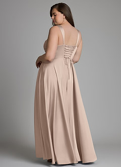 Azazie Azaria Robes de demoiselle d'honneur Robe Trapèze en Satin extensible Corset Rose Anglais image8