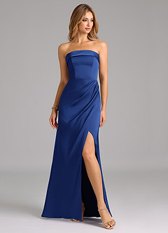 Azazie Aretha Bridesmaid Dresses Royal Blue A-Line Strapless Stretch Satin Convertible Dress image5