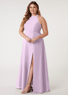 Azazie Clarice Bridesmaid Dresses Frosted Lilac A-Line Halter Chiffon Dress image11