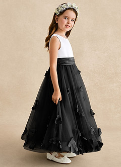 Azazie Vi Blumenmädchenkleider A-Linie ärmellos Tüll Kleid Schwarz image7