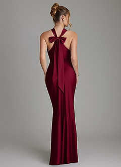 Azazie Reign Bridesmaid Dresses Burgundy Mermaid Pleated Stretch Satin Dress image2