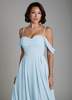 Azazie Loisa Abiti da Damigella Abito Convertibile A-Line in Chiffon Corsetto Azzurro image3