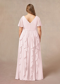 Azazie Watson Final Sale Blushing Pink A-Line V-Neck Chiffon Dress image7