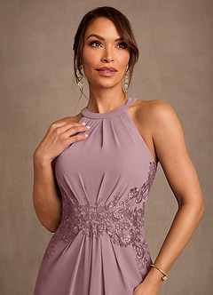 Azazie Georgie vestidos de madre de la novia Vestido de Rosa Polvorienta de Gasa de Corte en A con Encaje image4