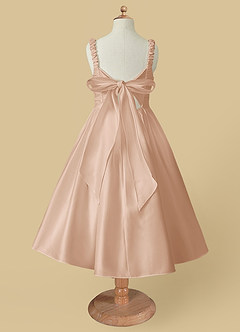 Azazie Cutie Pie Flower Girl Dresses English Rose A-Line Pleated Matte Satin Dress image5