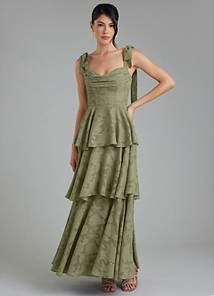 Azazie Jude Bridesmaid Dresses Pistachio A-Line Sweetheart Neckline Floral Burnout Dress image2