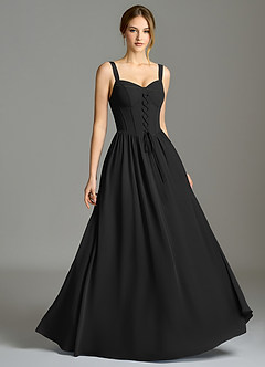 Azazie Porscha 신부 들러리 드레스 A라인 스윗하트 네크라인 쉬폰 바닥 길이 드레스 image5