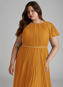Azazie Kara At-home Try On Dresses A-Line Pleated Chiffon Floor-Length Dress image15