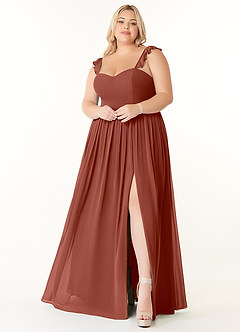 Azazie Metz Final Sale Auburn A-Line Sweetheart Ruched Chiffon Dress image7