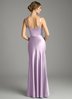 Azazie Alouette Bridesmaid Dresses Frosted Lilac Mermaid Pleated Stretch Satin Dress image2