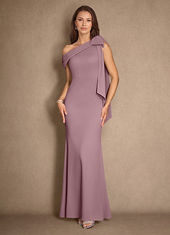 Azazie Myers Mother of the Bride Dresses Dusty Rose Mermaid Pleated Stretch Crepe Dress image1