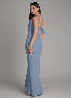 Azazie Yura Bridesmaid Dresses Dusty Blue Mermaid Off the Shoulder Chiffon Dress image6