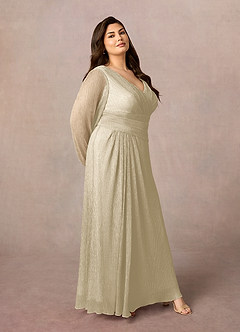 Upstudio Winslow laatste Uitverkoop A-Lijn Jurk van Metalen gaas V-hals geplooid Champagne image10