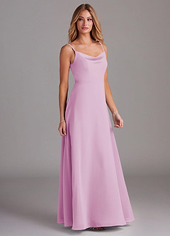 Azazie Daenerys Bridesmaid Dresses Candy Pink A-Line Cowl Chiffon Dress image5