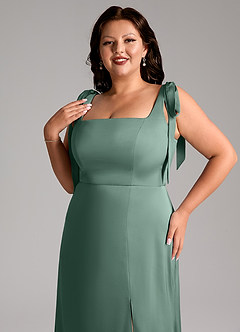 Azazie Frostine Brautjungfernkleider A-Linie Schleifen Stretch-Satin Kleid Eukalyptus image12