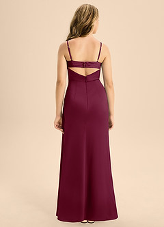 Azazie Renna Junior Mulberry A-Line Pleated Stretch Satin Dress image2