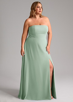 Azazie Wren Bridesmaid Dresses Agave A-Line Side Slit Chiffon Convertible Dress image12