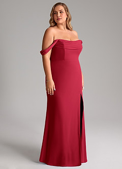 Azazie Saige Bridesmaid Dresses Scarlet A-Line Off the Shoulder Chiffon Convertible Dress image12