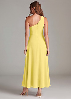 Azazie Brooke Bridesmaid Dresses Canary A-Line One Shoulder Chiffon Dress image5