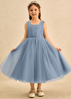 Azazie Pika Flower Girl Klänningar Klä A-Line i Tyll Plisserad image4