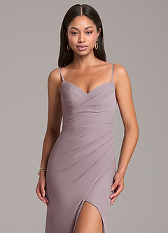Azazie Yola Bridesmaid Dresses Dusk Sheath Pleated Chiffon Convertible Dress image2