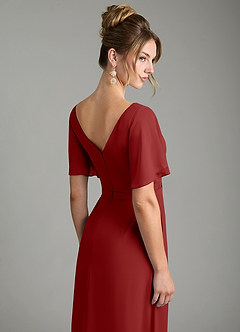 Azazie Ambrosia Bridesmaid Dresses Rust A-Line Pleated Chiffon Dress image7