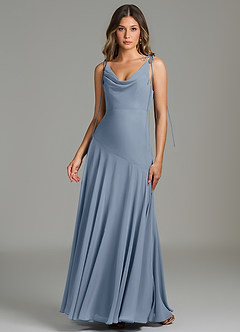 Azazie Dawn Brautjungfernkleider Meerjungfrau-Linie Plissee Chiffon Kleid Staubblau image7