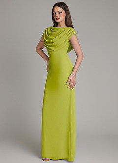 Azazie Hadley Bridesmaid Dresses Lemongrass Mermaid Pleated Chiffon Dress image9