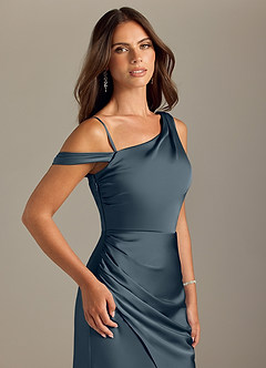 Azazie Madelyn Brautjungfernkleider Wandelbar Meerjungfrau-Linie Schulterfrei Stretch-Satin Kleid Zwielichtviolett image6