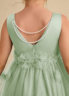 Azazie Lux vestidos de niña de las flores Vestido de Salvia Polvorienta de Tul de Corte En A con Perla image6