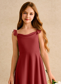 Azazie Puppy Girls Formal Flower Girl Dresses Rust A-Line Pleated Chiffon Dress image6