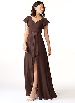 Azazie Omari Bridesmaid Dresses Ganache A-Line Chiffon Dress image4