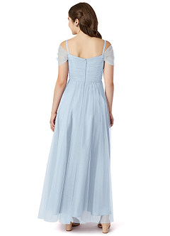 Azazie Jeyne A-Line Off the Shoulder Tulle Floor-Length Junior Bridesmaid Dress image2