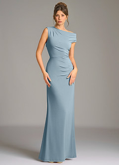 Azazie Nazanin Brautjungfernkleider Meerjungfrau-Linie Schulterfrei Premium Stretch Jersey Kleid Staubblau image3