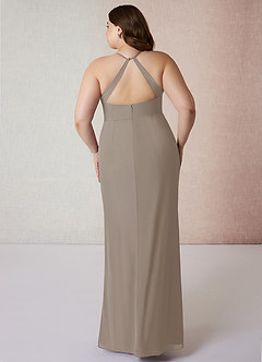 Azazie Becca Abiti da Damigella Abito Tubino in Chiffon con Scollo a V Taupe image8