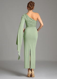 Azazie Jana Robes de demoiselle d'honneur Robe Fourreau en Jersey extensible de qualité supérieure Manche longue Vert Sauge image2
