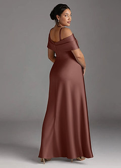 Azazie Milton Mother of the Bride Dresses Espresso A-Line Pleated Stretch Satin Dress image12