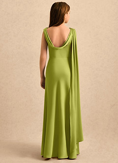 Azazie Sanah Girls Formal Flower Girl Klänningar Klänning A-Line i Stretch Satin Plisserad image2