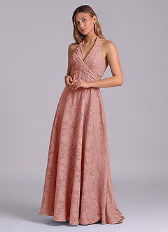 Azazie Tessie Bridesmaid Dresses Rosette A-Line Pleated Floral Burnout Dress image4