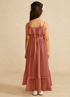 Azazie Karmen Flower Girl Dresses Clay A-Line Ruched Chiffon Dress image3