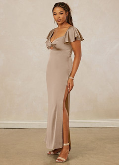Christian Siriano Bridal for Azazie 1005 Bridesmaid Dresses Taupe Sheath Sweetheart Neckline Stretch Satin Dress image11