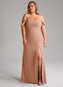 Azazie Saige Abiti da Damigella Abito Convertibile A-Line in Chiffon a Spalla Scoperta Champagne Rosa image10
