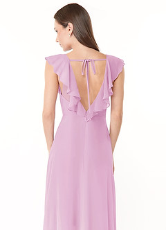 Azazie Yoko Bridesmaid Dresses Candy Pink A-Line Ruched Chiffon Dress image6