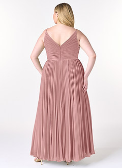 Azazie Raychelle Brautjungfernkleider A-Linie V-Hals Chiffon Kleid Altrosa image8