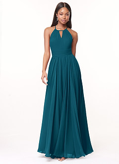 Azazie Cherish Bridesmaid Dresses Ink Blue A-Line Pleated Chiffon Dress image4