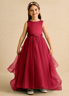 Azazie Lior Flower Girl Dresses Scarlet Ball-Gown Pleated Tulle Dress image2